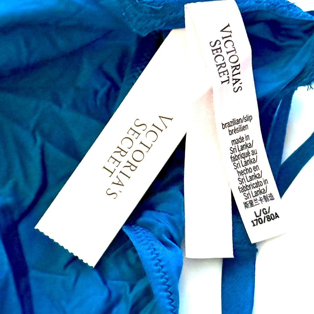 NWT/ Victoria's Secret Blue Satin Panties - Picture 3 of 3